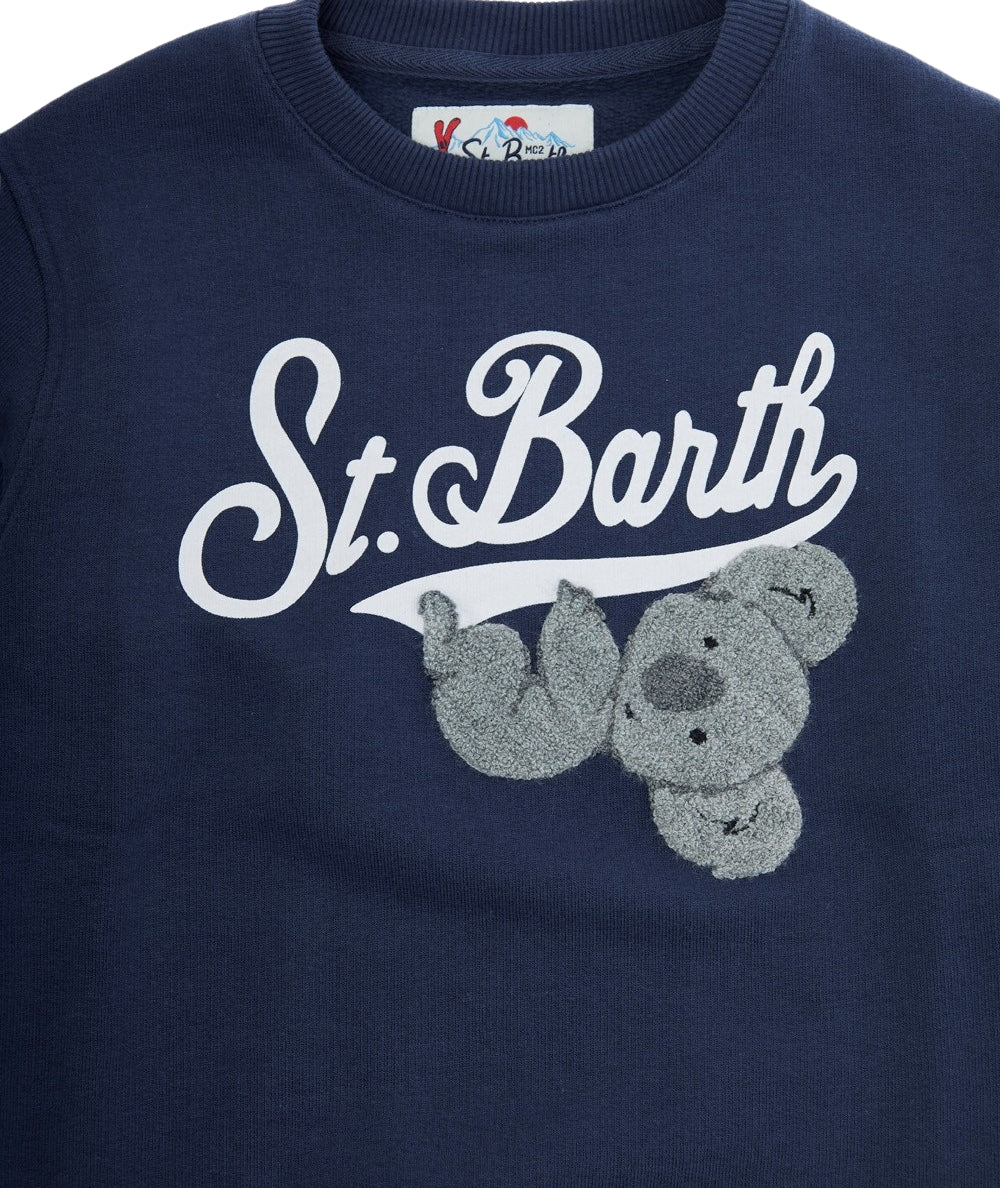 MC2 Saint Barth Felpa Girocollo con Stampa HUTTON N HUT0004 Blu