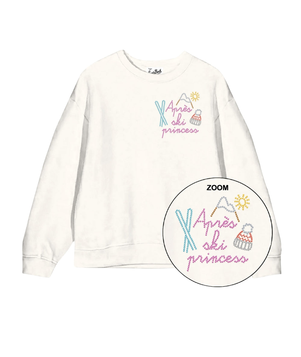 MC2 Saint Barth Felpa Girocollo con Strass BRIONY W Bianco