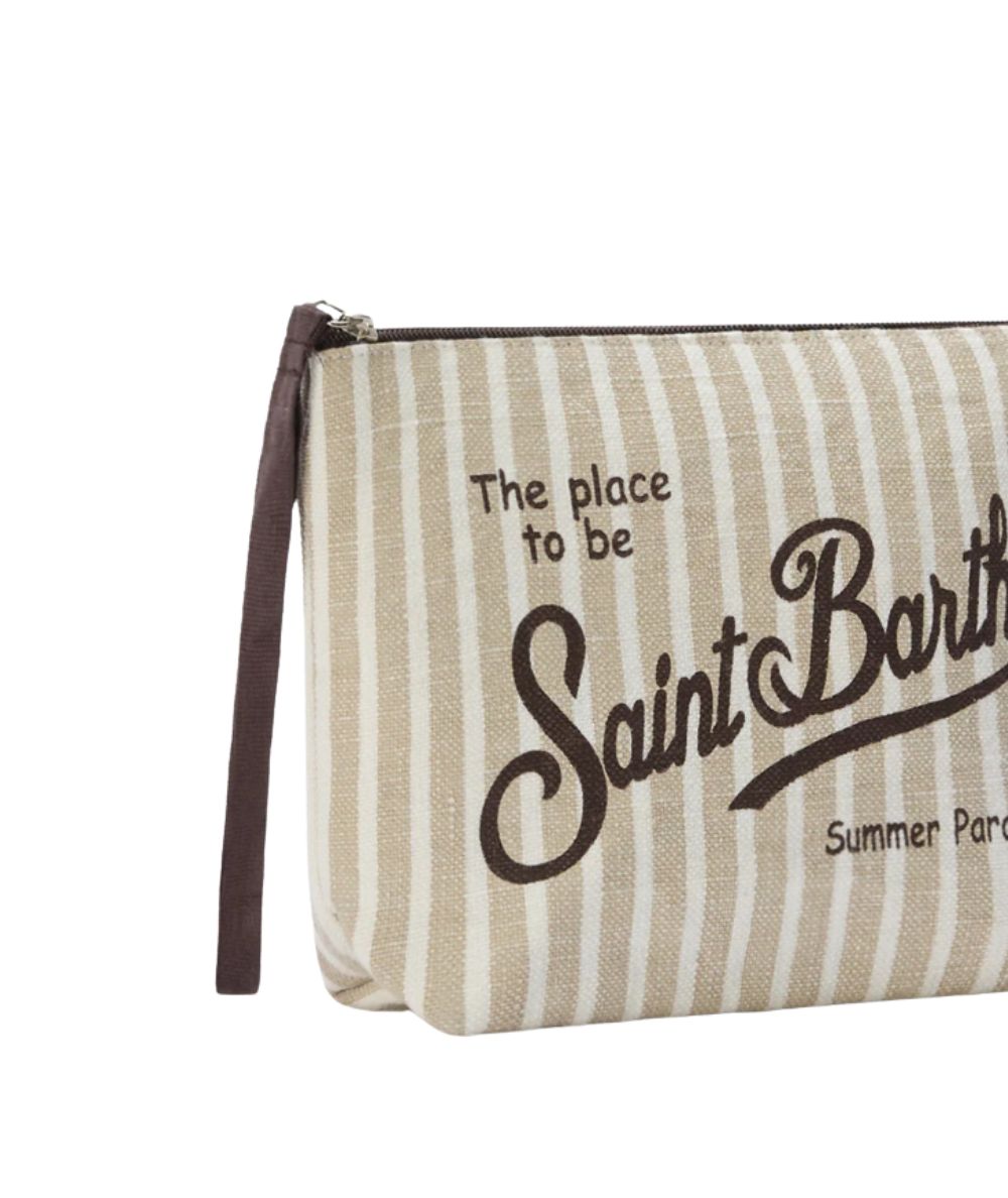 MC2 Saint Barth Pochette a Righe in Lino ALI0004 Beige