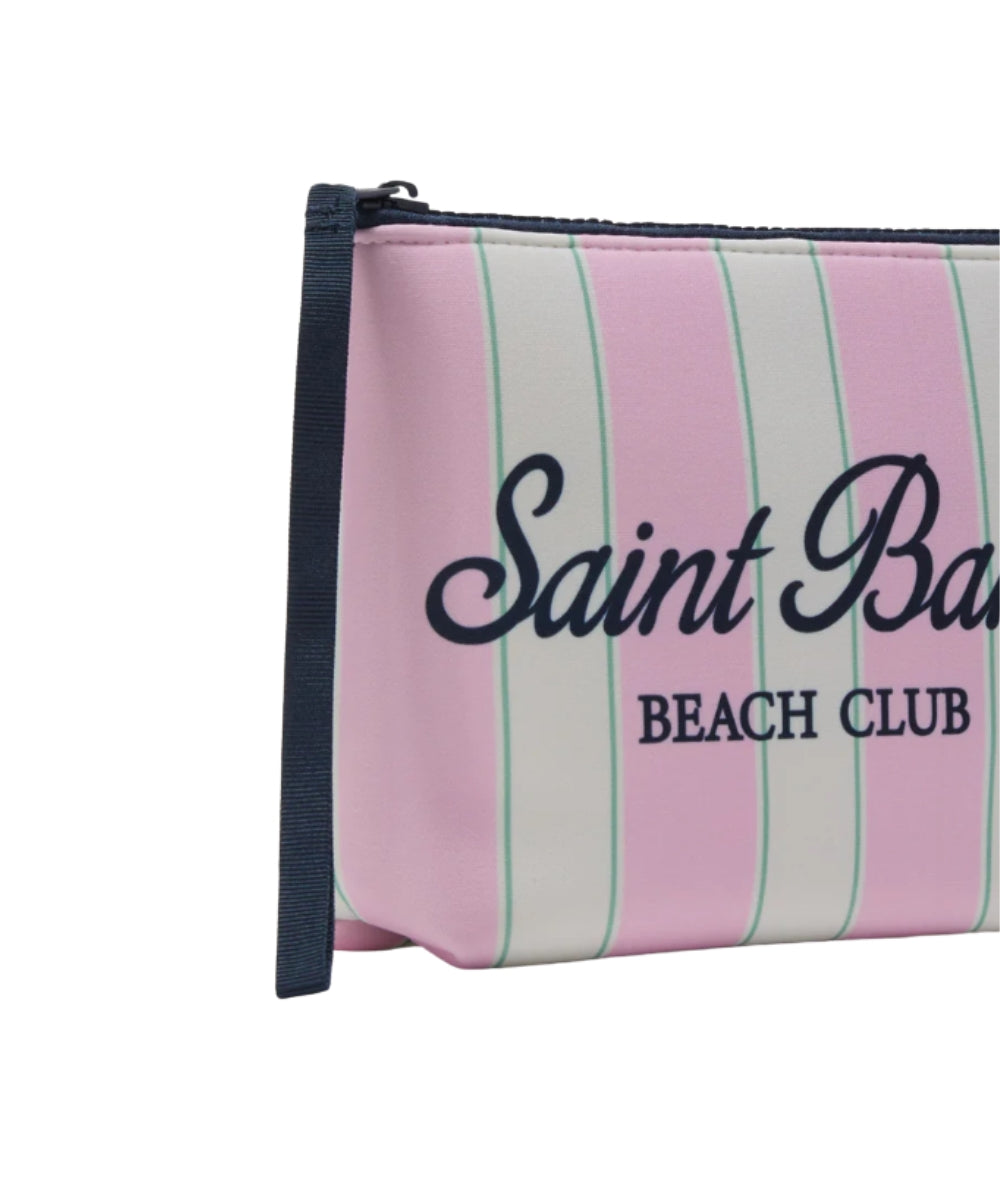MC2 Saint Barth Pochette a Righe in Scuba Aline ALIN001 Rosa Bianco