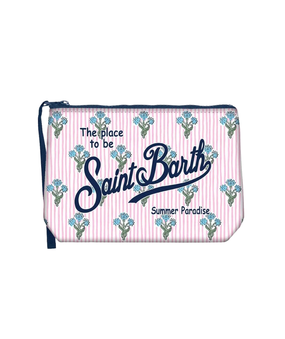 MC2 Saint Barth Pochette in Scuba Floreale ALIN001 Rosa Azzurro