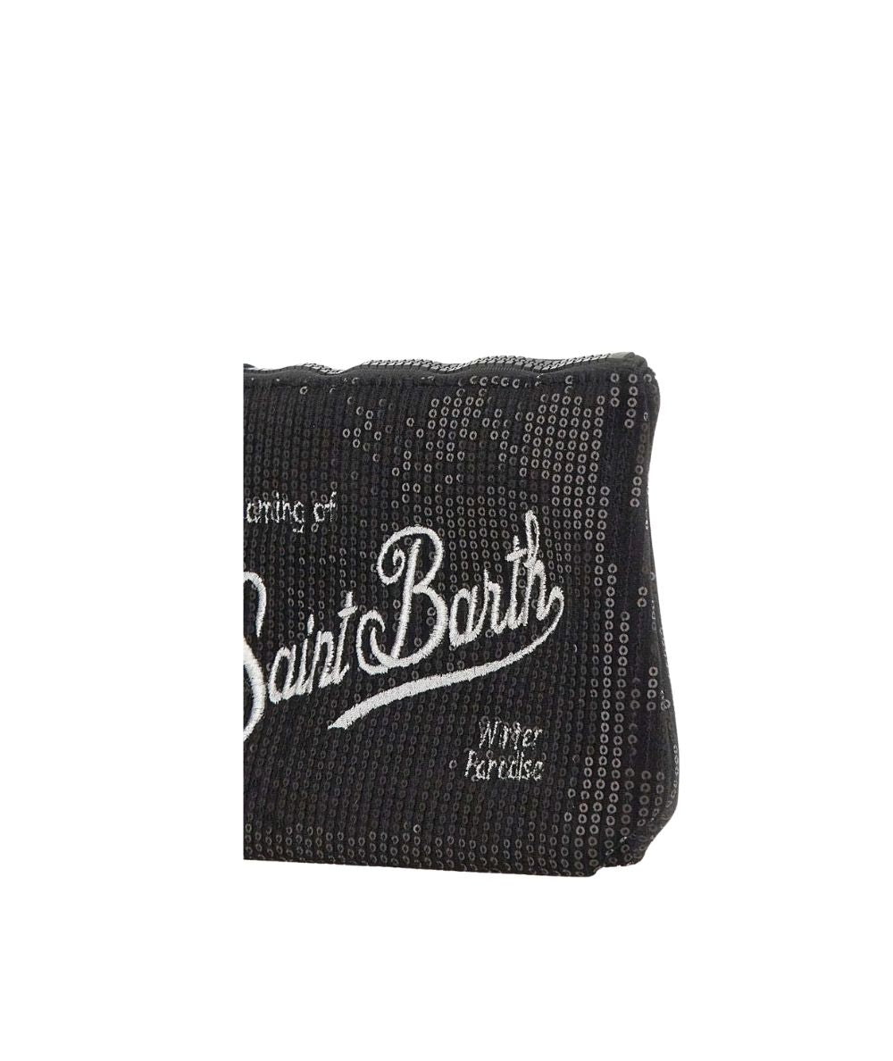 MC2 Saint Barth Pochette in Velluto Aline Velvet Paillettes ALI0030 Nero