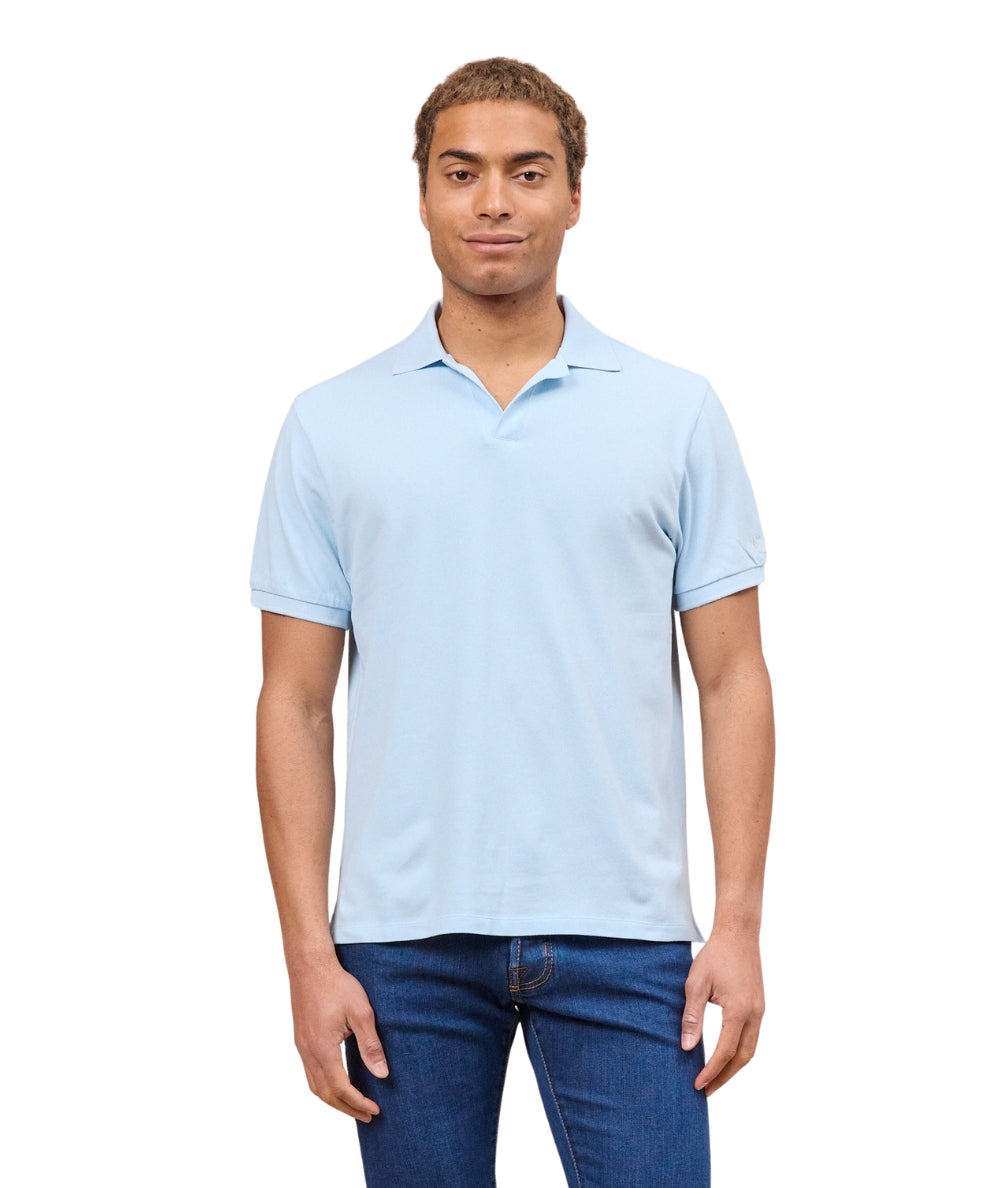 MC2 Saint Barth Polo in Cotone con Scollo Skipper Charles CHS0001 Azzurro