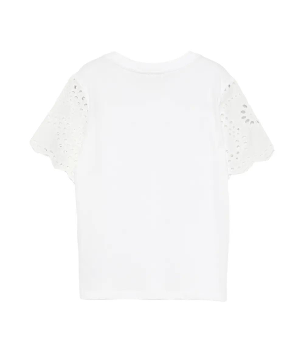 MC2 Saint Barth T-shirt con Maniche in Sangallo MAISA JR MSA0001 Bianco
