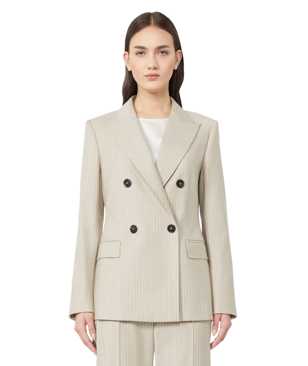 Max Mara Studio Blazer Doppiopetto in Flanella PUCCI Beige