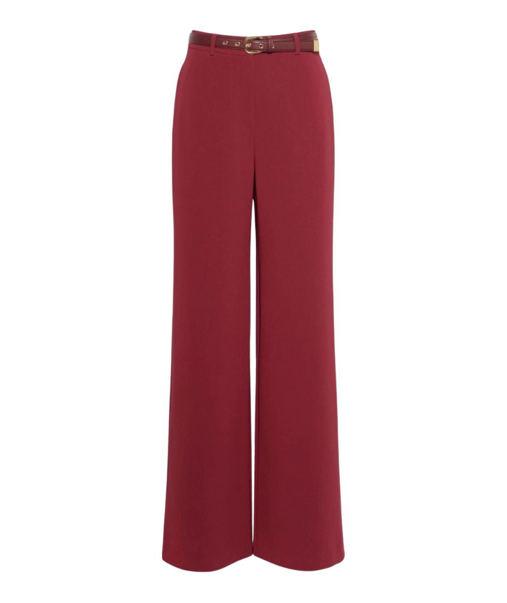 Max Mara Studio Pantalone in Cady con Cinture AMICO Rosso Rubino
