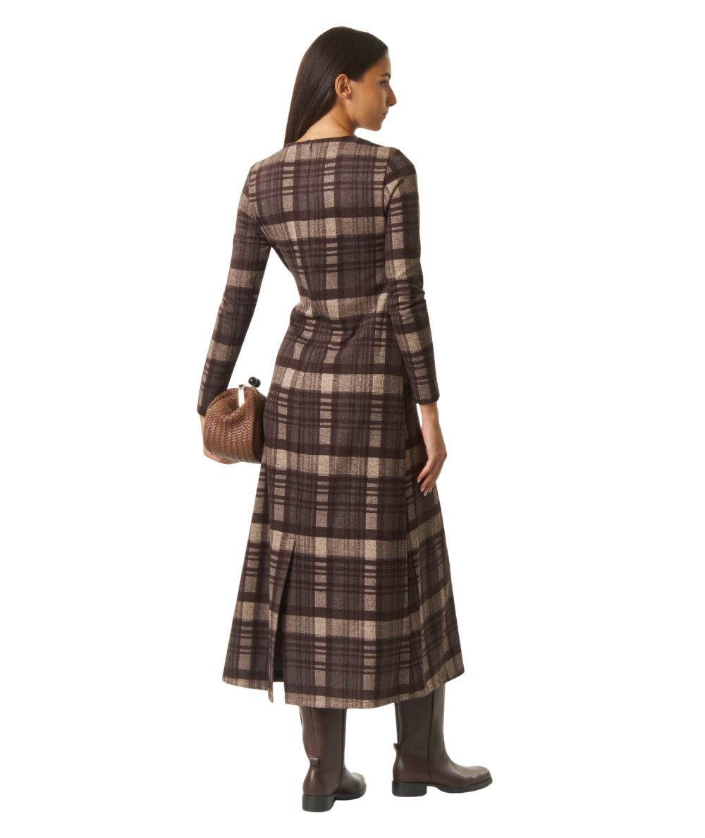 Max Mara Weekend Abito in Fantasia Check PALO Marrone Check Castagna