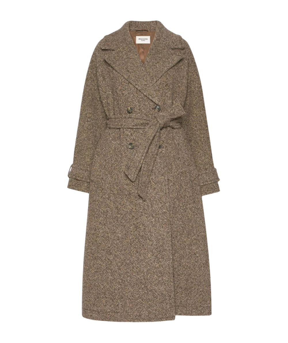 Max Mara Weekend Cappotto Lungo in Tweed di misto Lana WKDTEMA Marrone