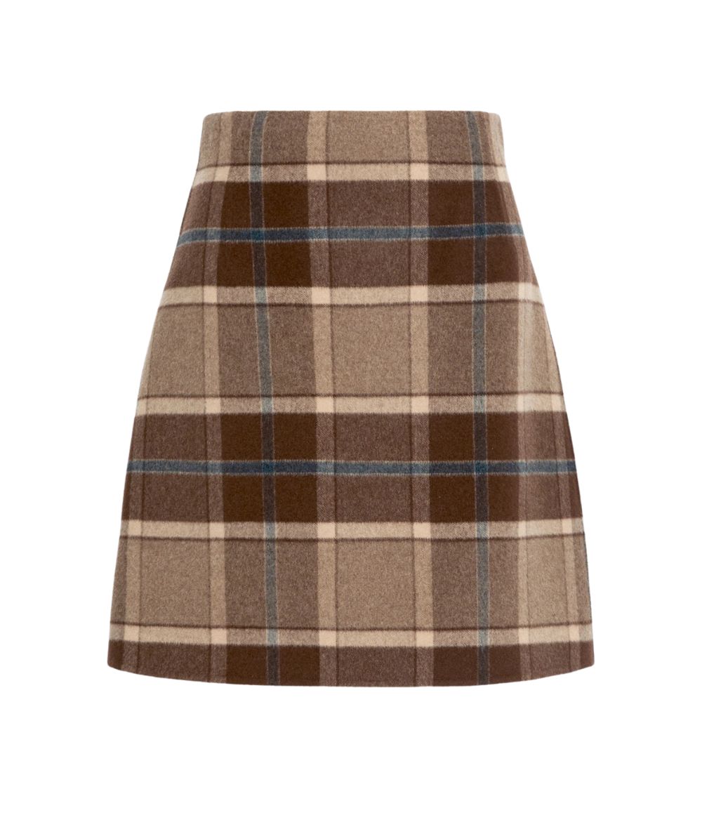 Max Mara Weekend Gonna in Lana in Fantasia Check PESCHE Marrone