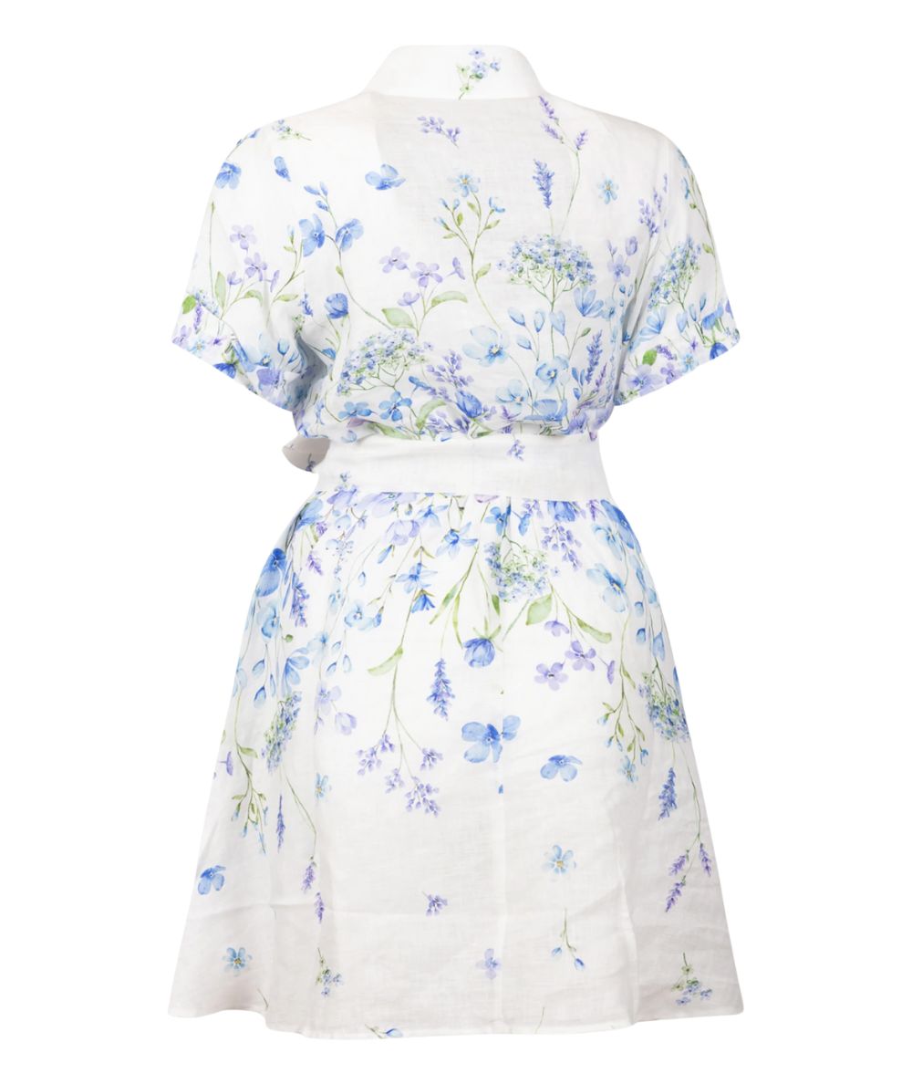 Mc2 Saint Barth Abito Corto in Fantasia Linen Flower Blue Joseline Multicolore