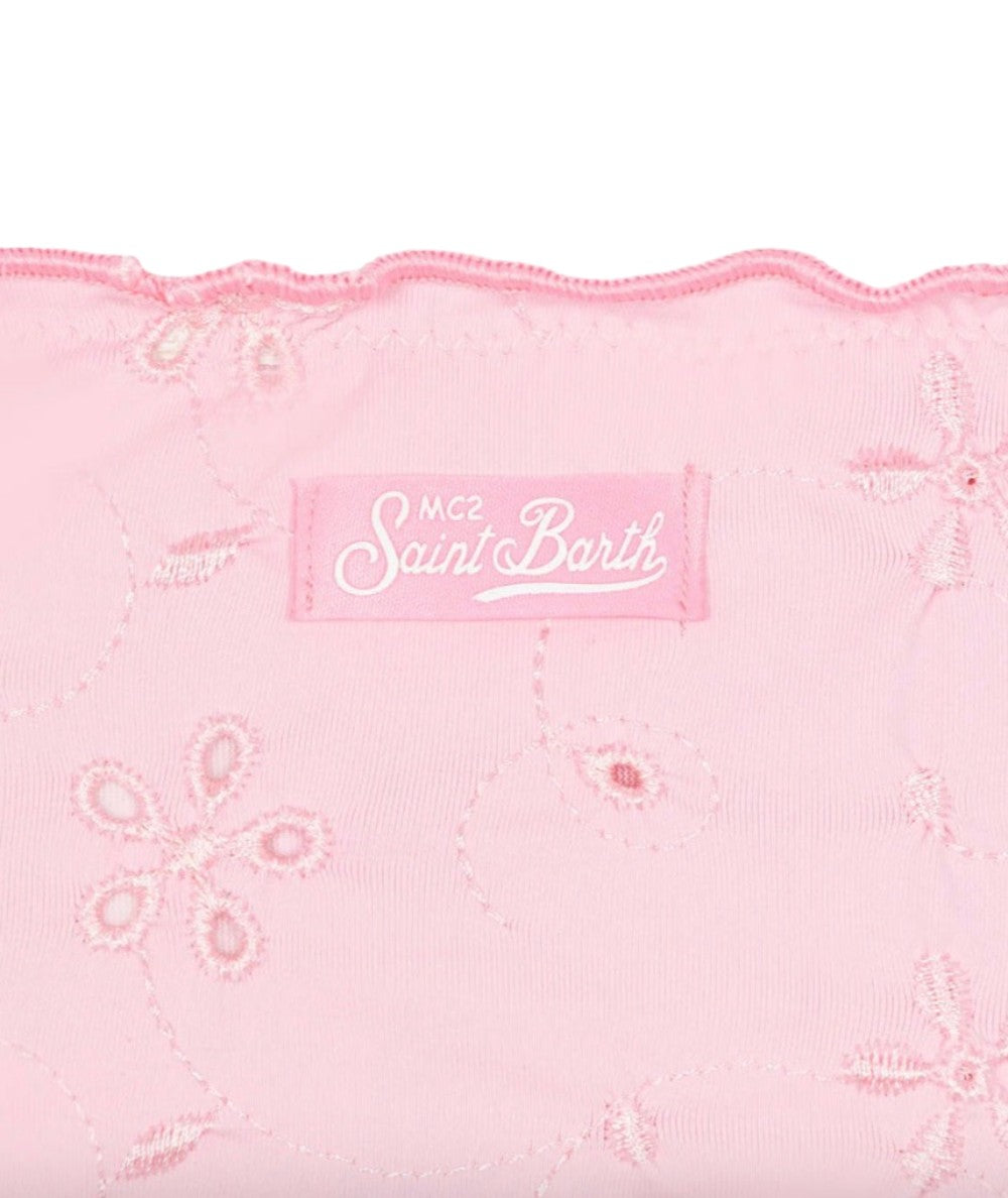 Mc2 Saint Barth Bikini a Fascia in Sangallo Emy Flower Embroidery Rosa