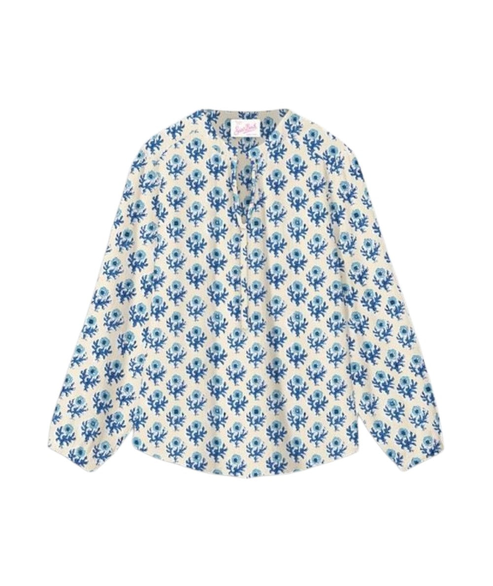Mc2 Saint Barth Camicia in Mussola Radical Flowers Harper Jr Azzurro