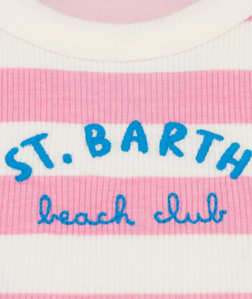 Mc2 Saint Barth Canotta Rigata a Costine BLUEJR/BEACHCLUBSTRIPES2310 Rosa Bianco