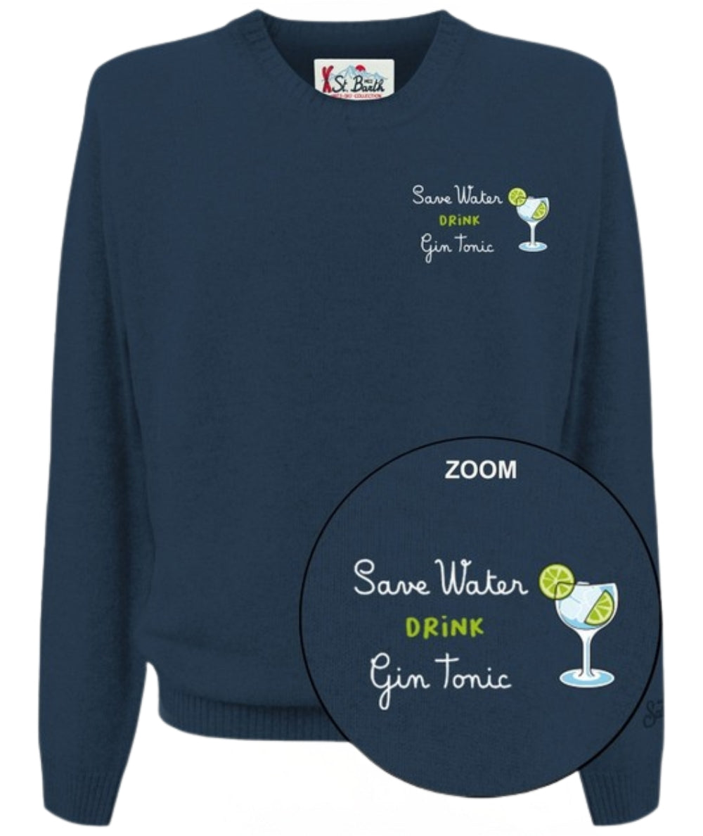 Mc2 Saint Barth Maglione con Ricami HERON LIGHT EMBRY Blu