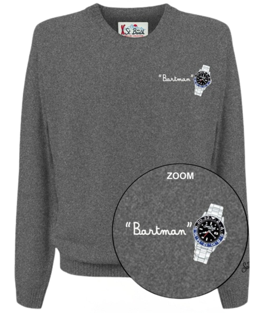 Mc2 Saint Barth Maglione con Ricami HERON LIGHT EMBRY Grigio