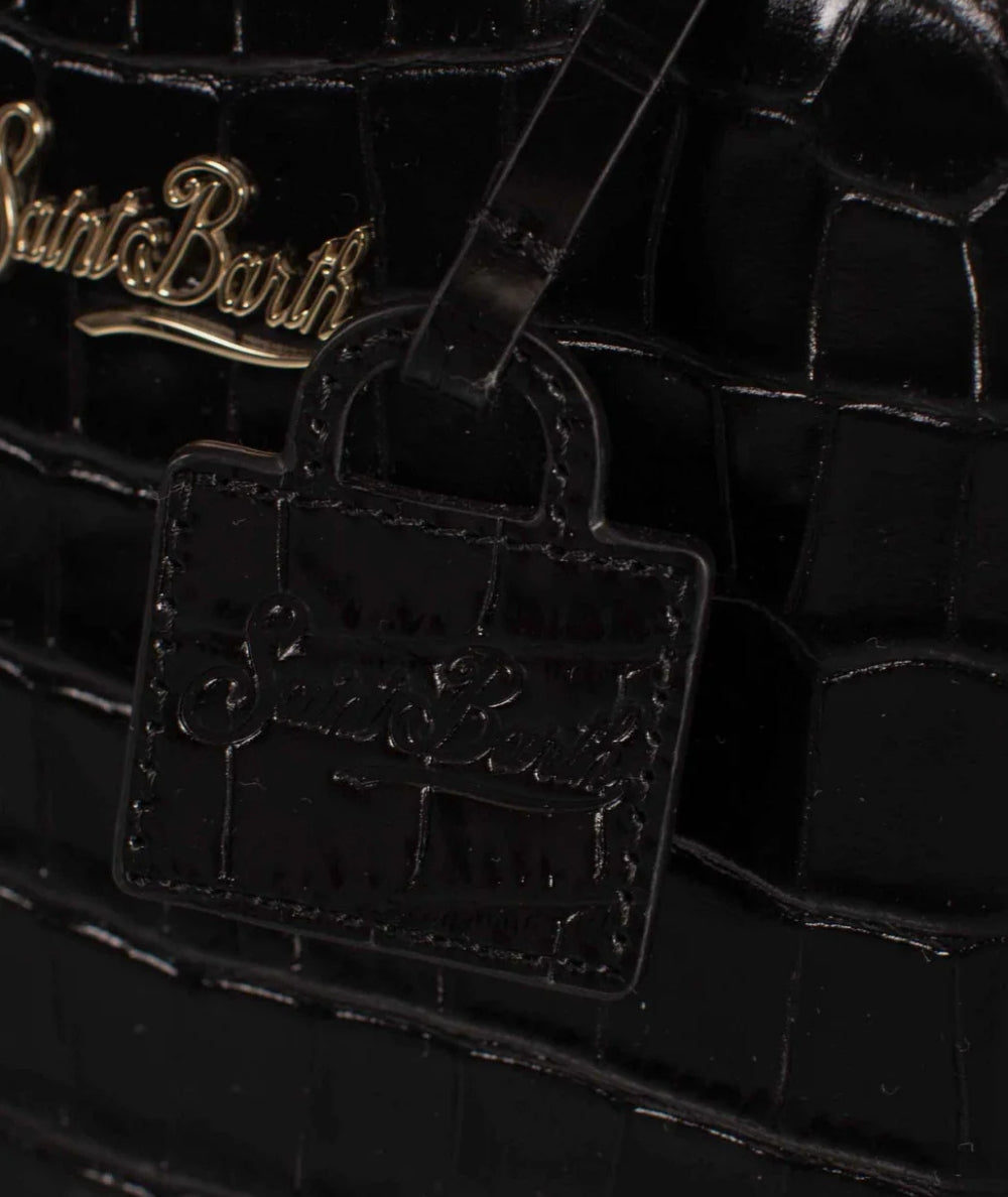 Mc2 Saint Barth Shop Bag Mini con Stampa Croco SHBM0002 Nero