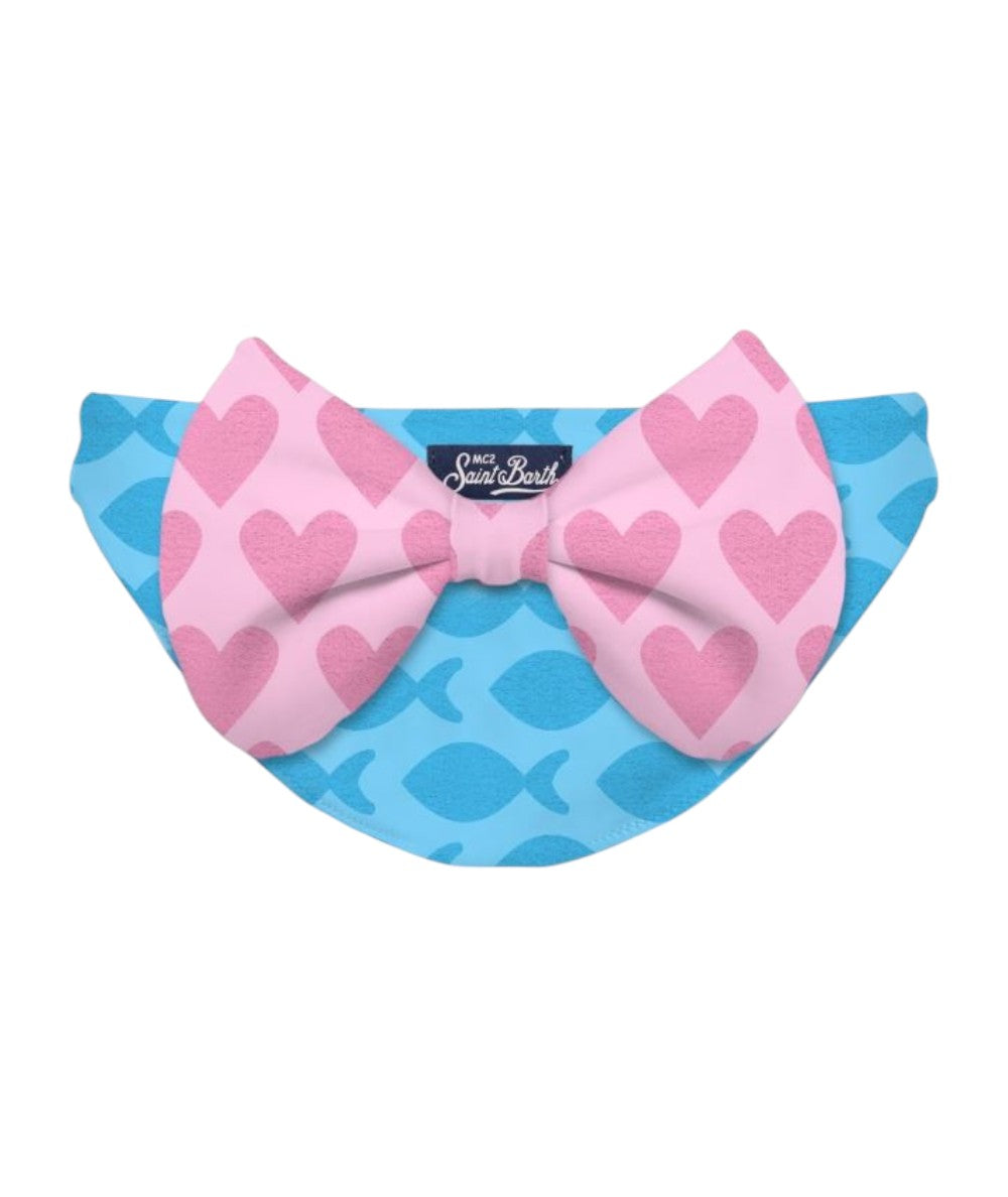 Mc2 Saint Barth Slip con Fiocco Madame Embossed Fish Azzurro/Rosa