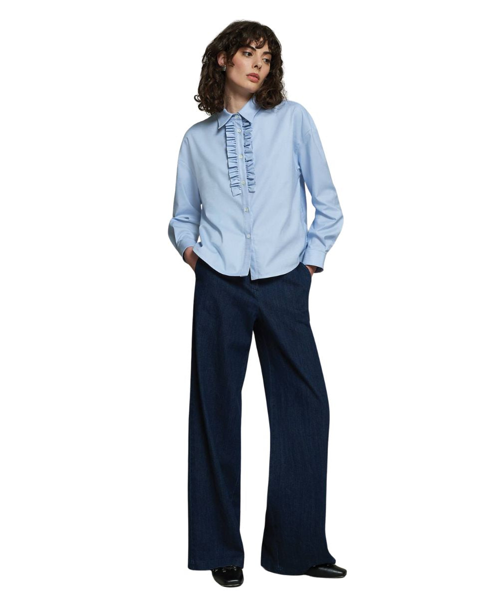 Mondrian Venezia by Camicetta Snob Camicia in Oxford con Jabot 31506 750 Celeste