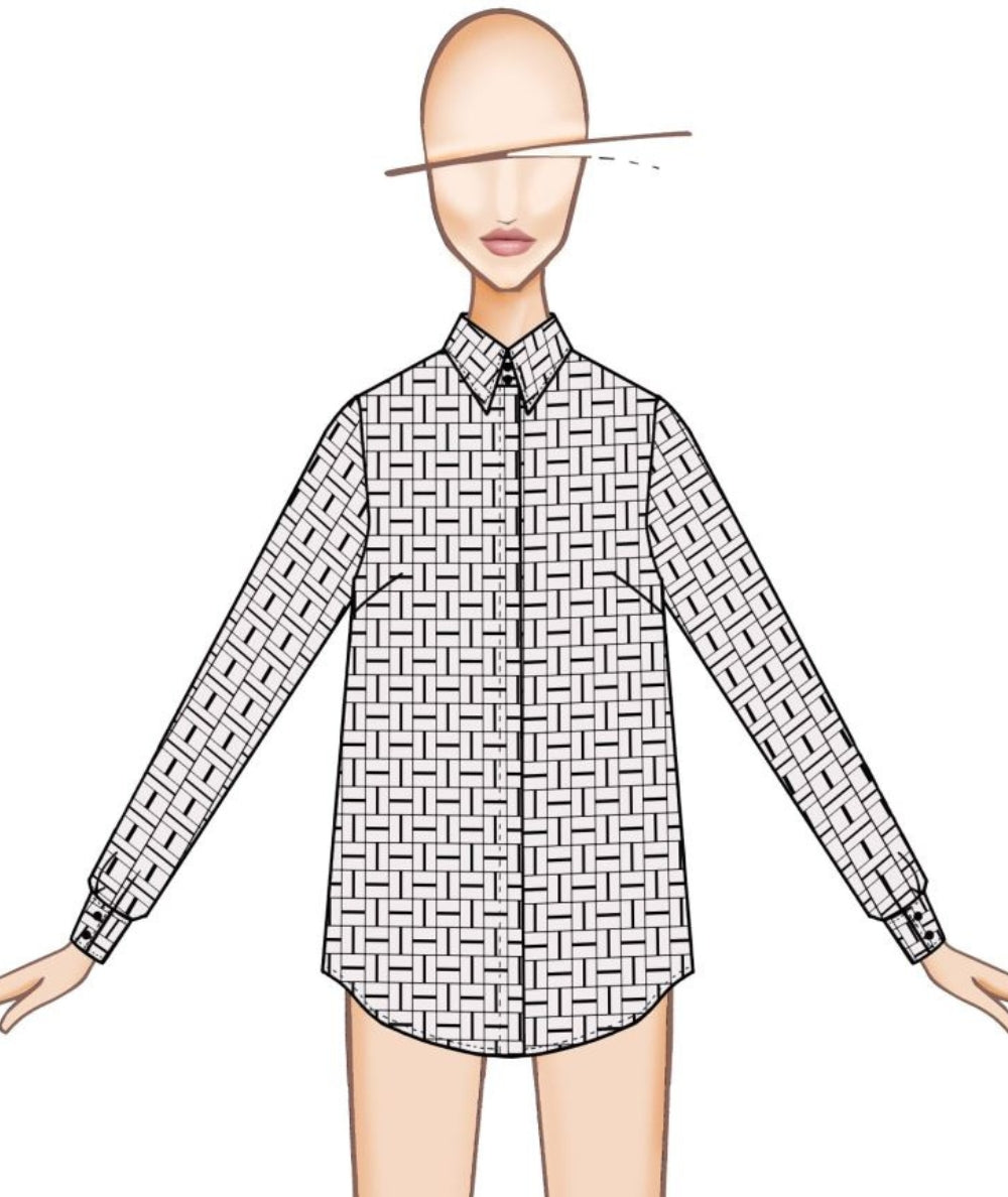 Mondrian Venezia Camicia in Raso di Seta Stretch 31347/876 Bianco Nero