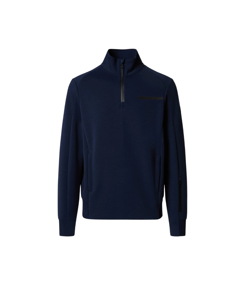 North Sails Felpa con Half Zip in Scuba 691155_000 Blu Navy