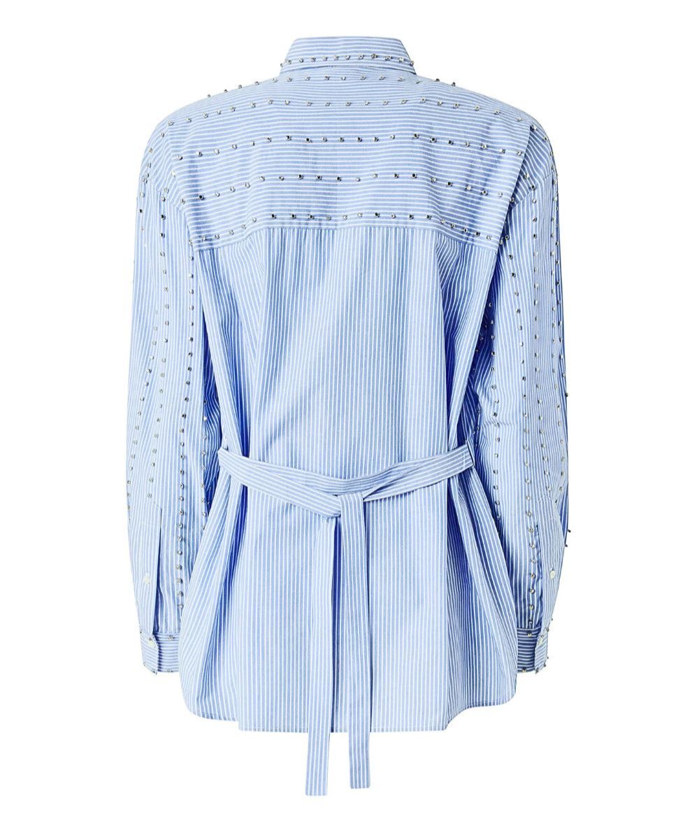 PINKO Camicia Gessata Carley con Strass