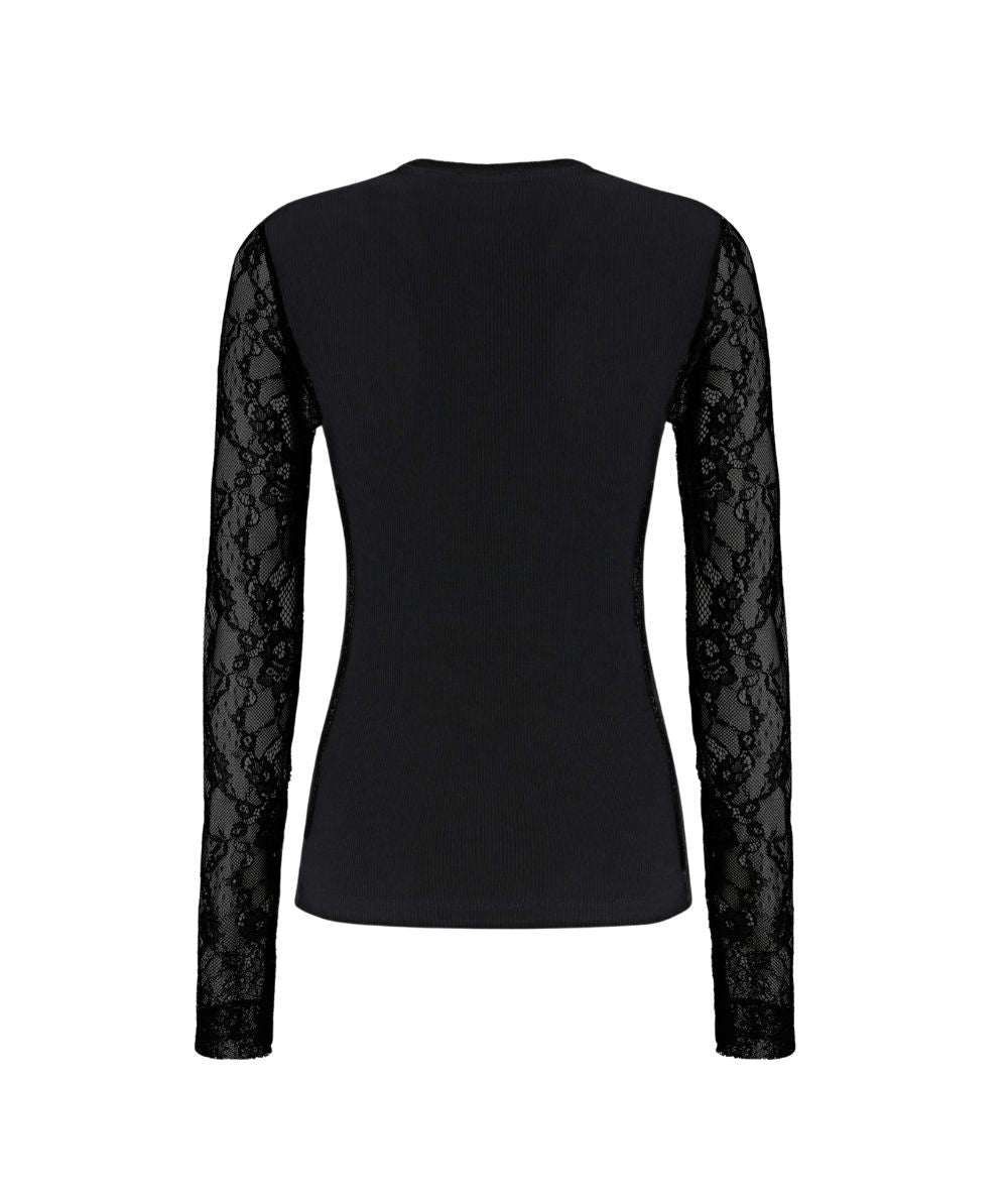 PINKO Maglia con Dettagli Pizzo Fucecchio 107524-A3K6 Nero
