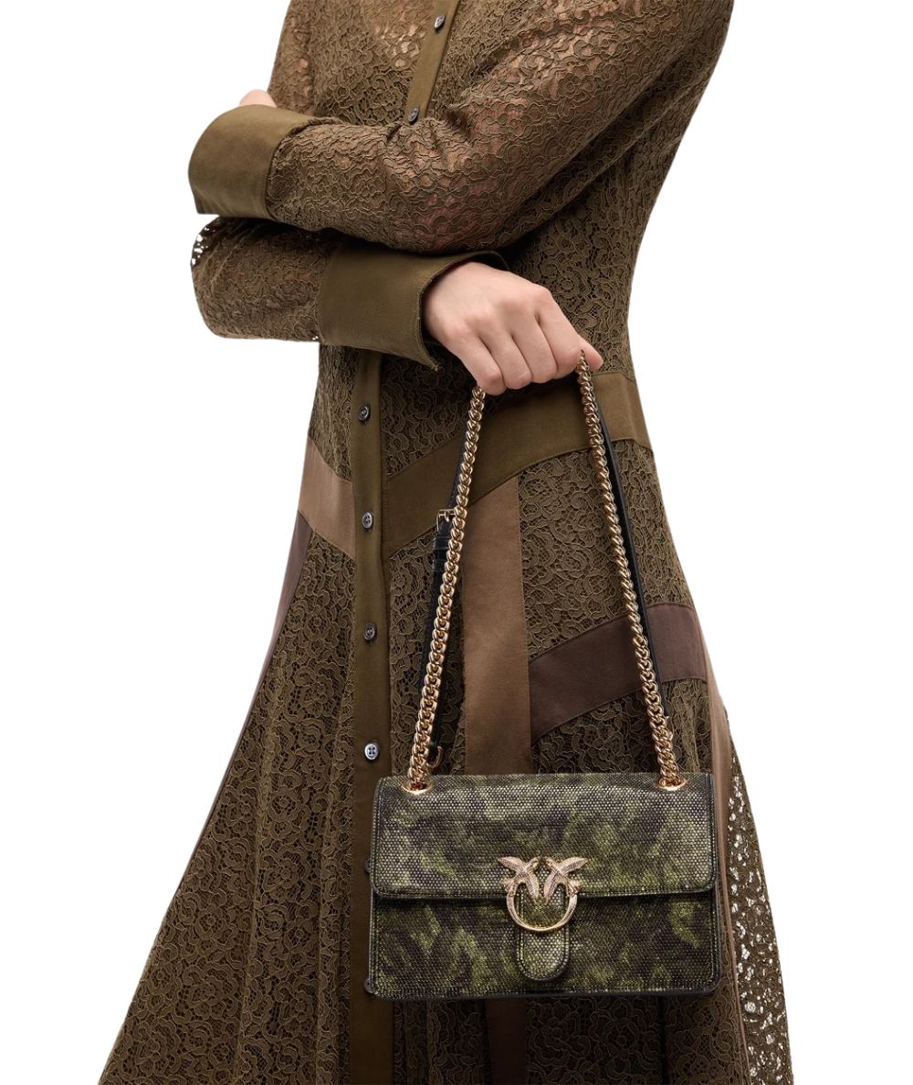 PINKO Mini Borsa Love One Mn Light Dc Smll 107675-A3LL Verde MIlitare