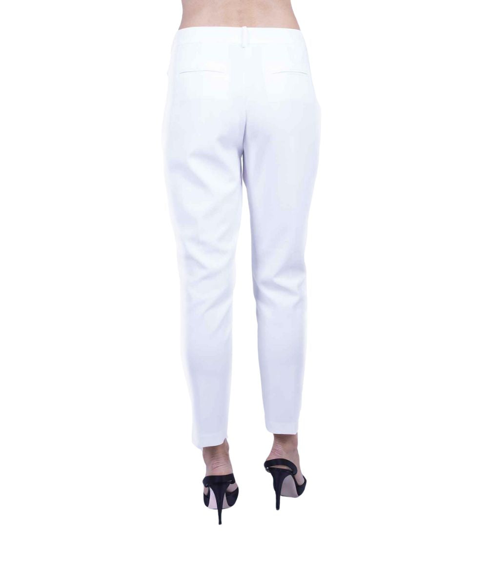 Pinko Fluid Canvas Pants with Gold Buttons White