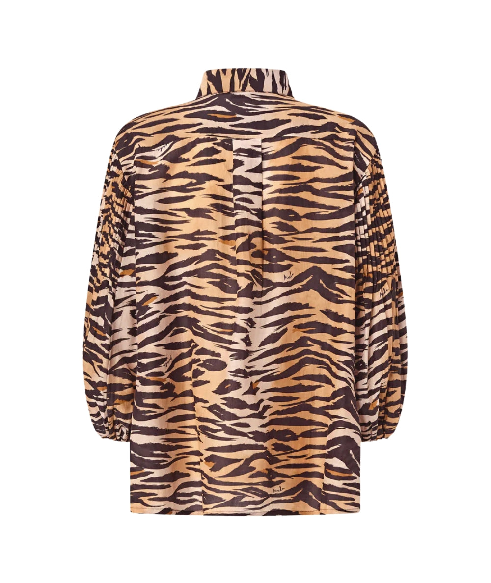 Pinko Blusa in Fantasia Animalier in Misto Seta Darcey 106576 A37Q Beige