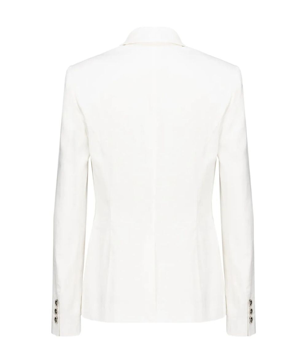 Pinko Giacca Monopetto in Lino Stretch Equilibrato Bianco