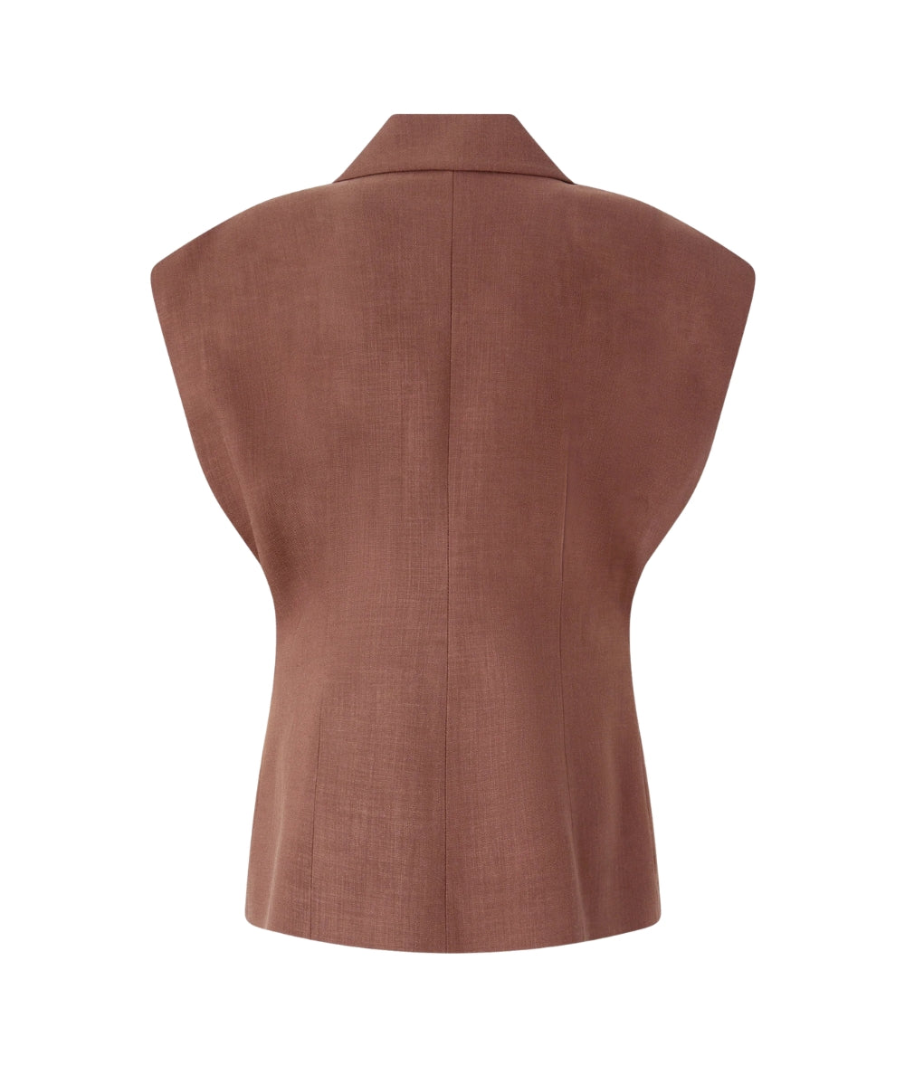 Pinko Gilet Monopetto Smanicato Floella 106509 A2W6 Marrone Terra