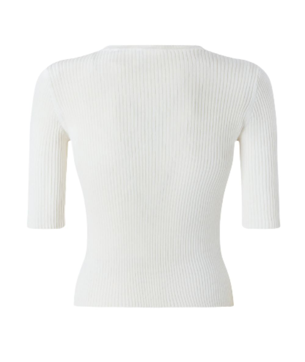 Pinko Maglia in Seta e Cotone a Costine Tritone Bianco 6