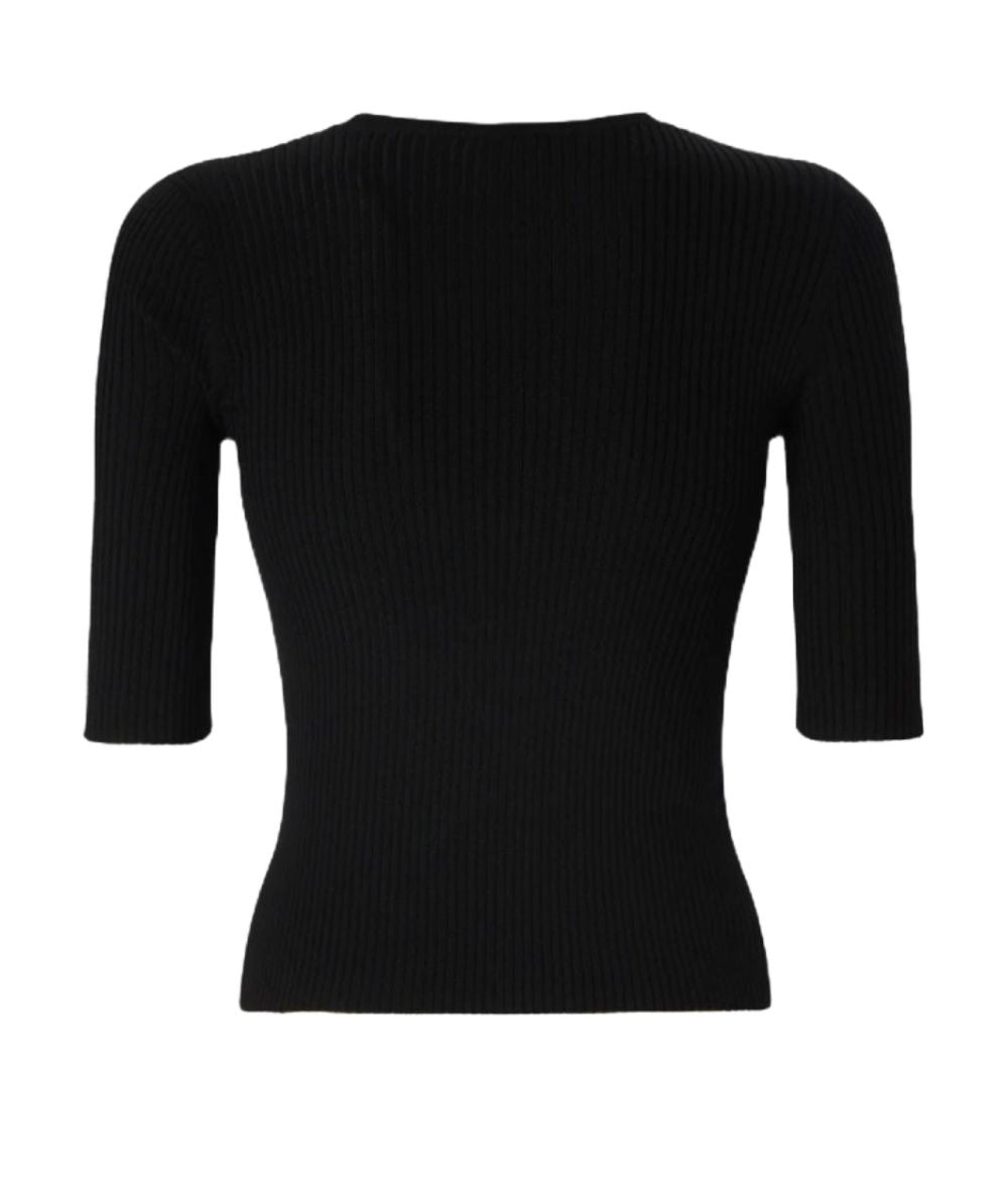 Pinko Maglia in Seta e Cotone a Costine Tritone Nero 4