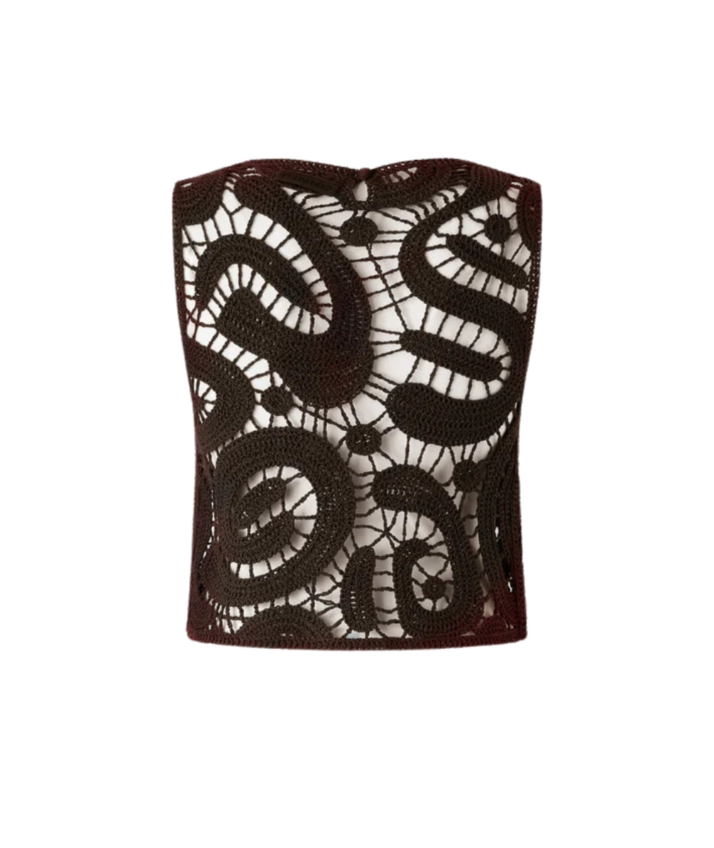 Pinko Top Smanicato in Crochet 106438 A354 Marrone