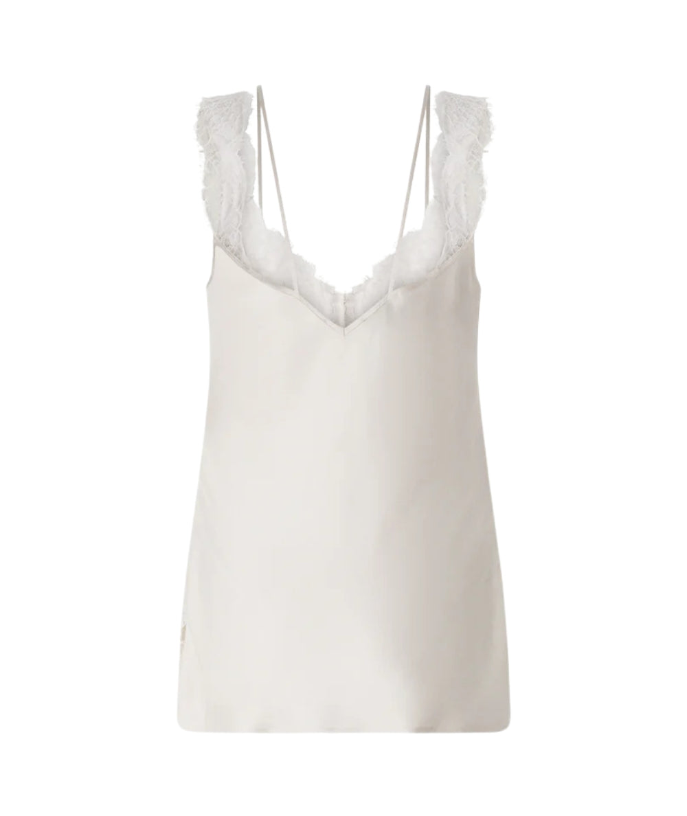 Pinko Top Stile Lingerie con Pizzo Intarsiato 106623 A385 Bianco