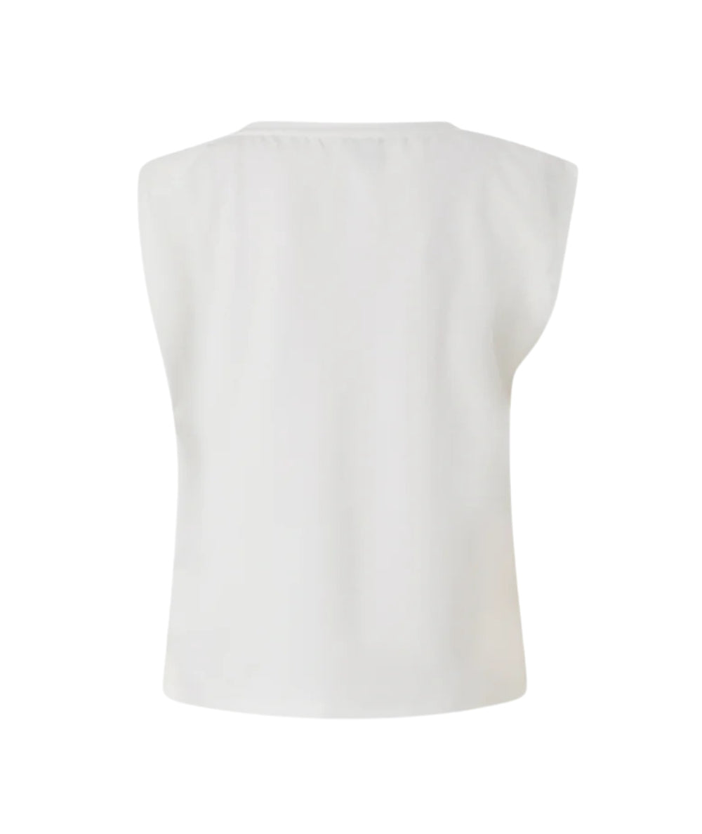 Pinko Top con Applicazione Dorata e Drappeggio Melody 106478 A35D Bianco