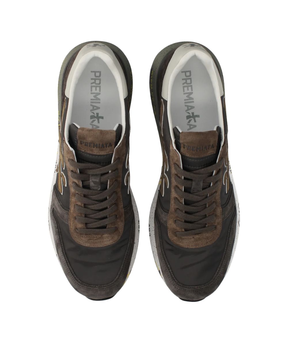 Premiata Sneaker in Suede e Tessuto Tecnico Mick Marrone Nero