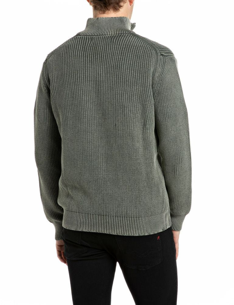 REPLAY Maglione Mezza Zip UK00AU.000.7246IG Verde Militare
