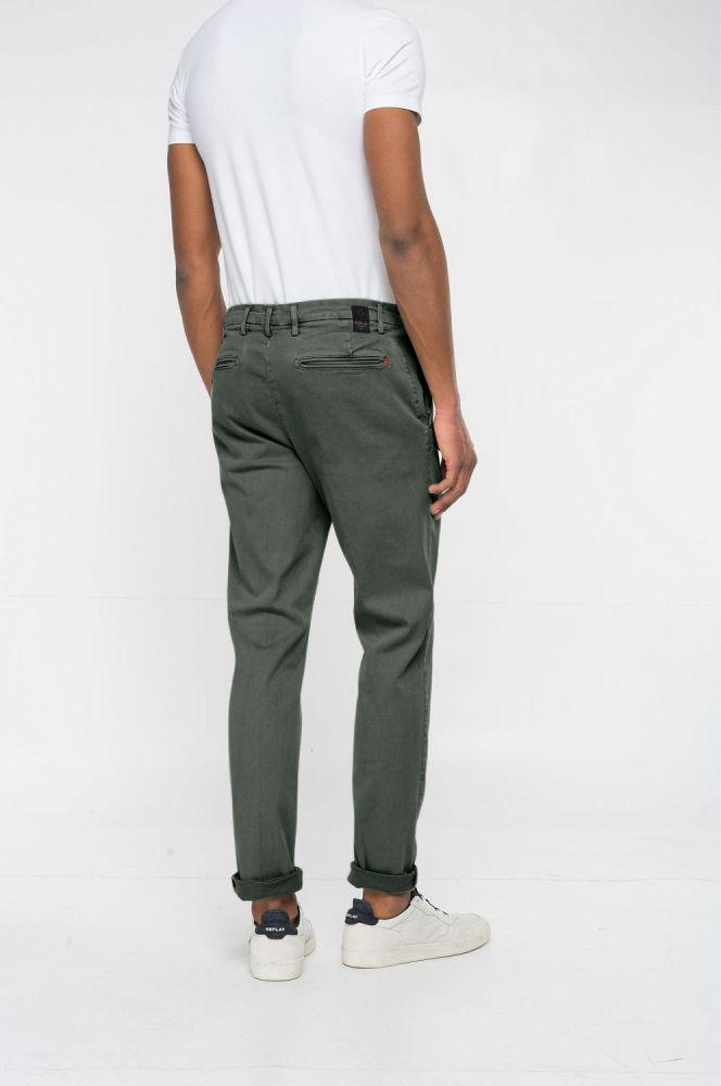 REPLAY Pantalone Chino Benni M9722E.000.8366197 Verde Militare