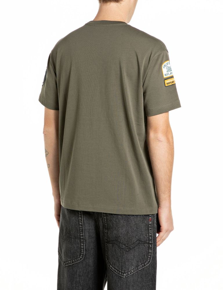 REPLAY T-shirt con Patch e Taschino M13MA.000.7242KW Verde Militare