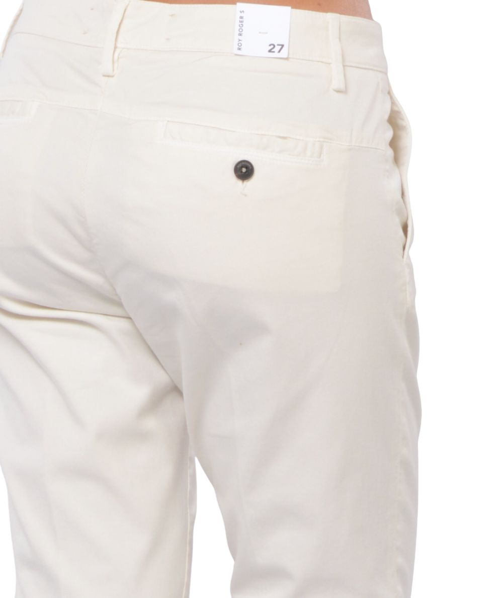 ROY ROGER'S PANTALONE FLOW IN GABARDINA RND057P3810127 BIANCO