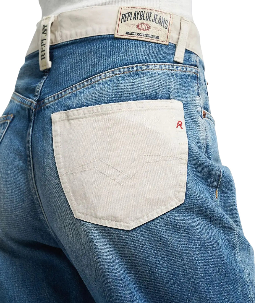 Replay Jeans con Dettagli a Contrasto W9Z1A.000.10364 Denim Medio