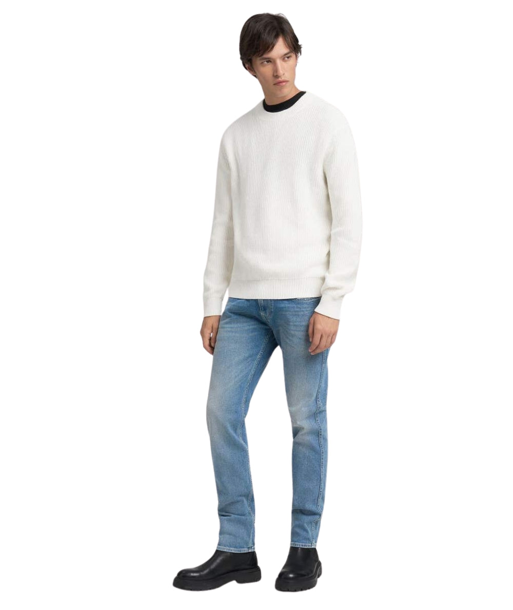 Replay Pullover Girocollo a Costine UK4722.000.G23788 Bianco