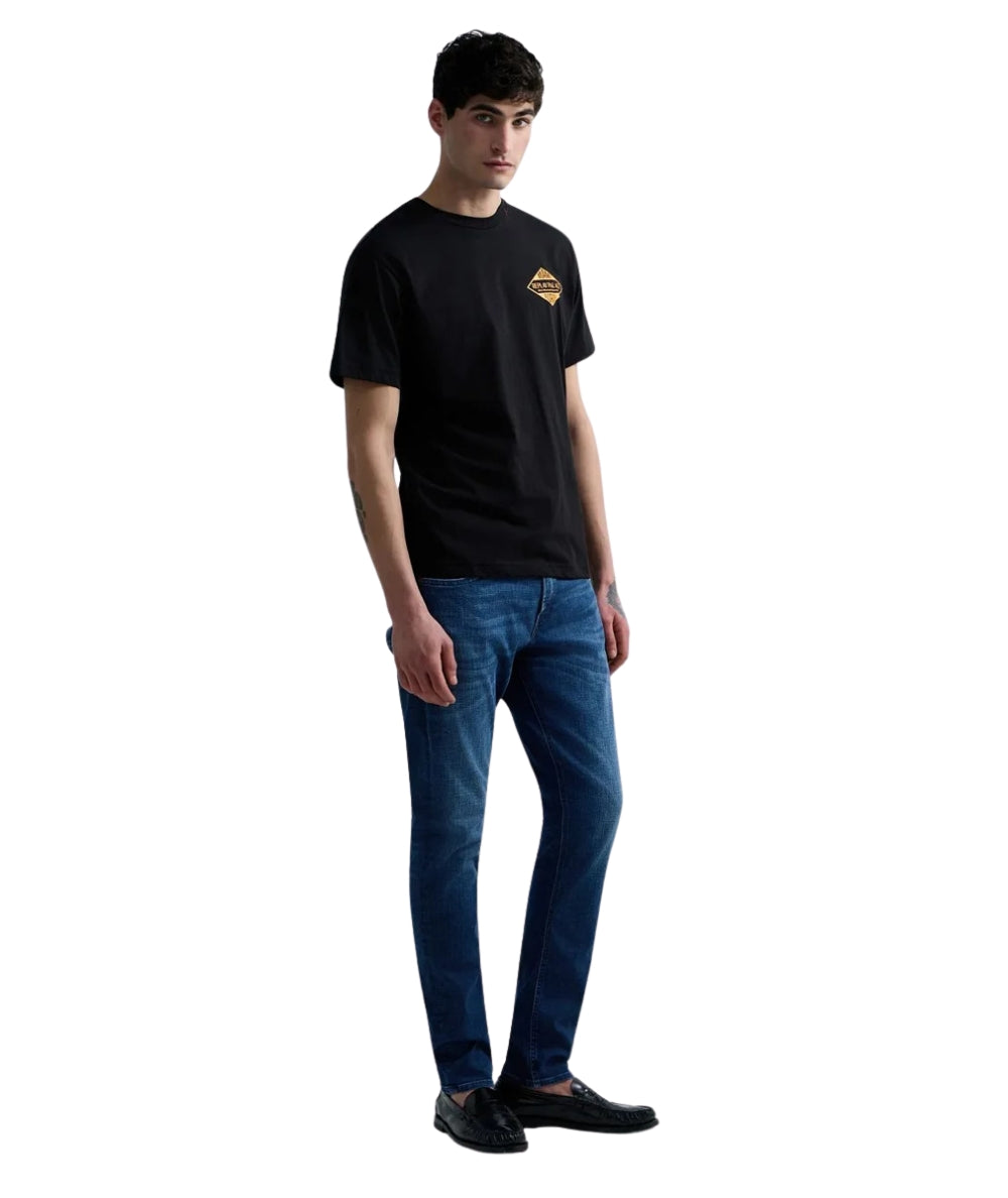 Replay T-shirt in Jersey con Girocollo e Stampa M3344.000.2660 Nero