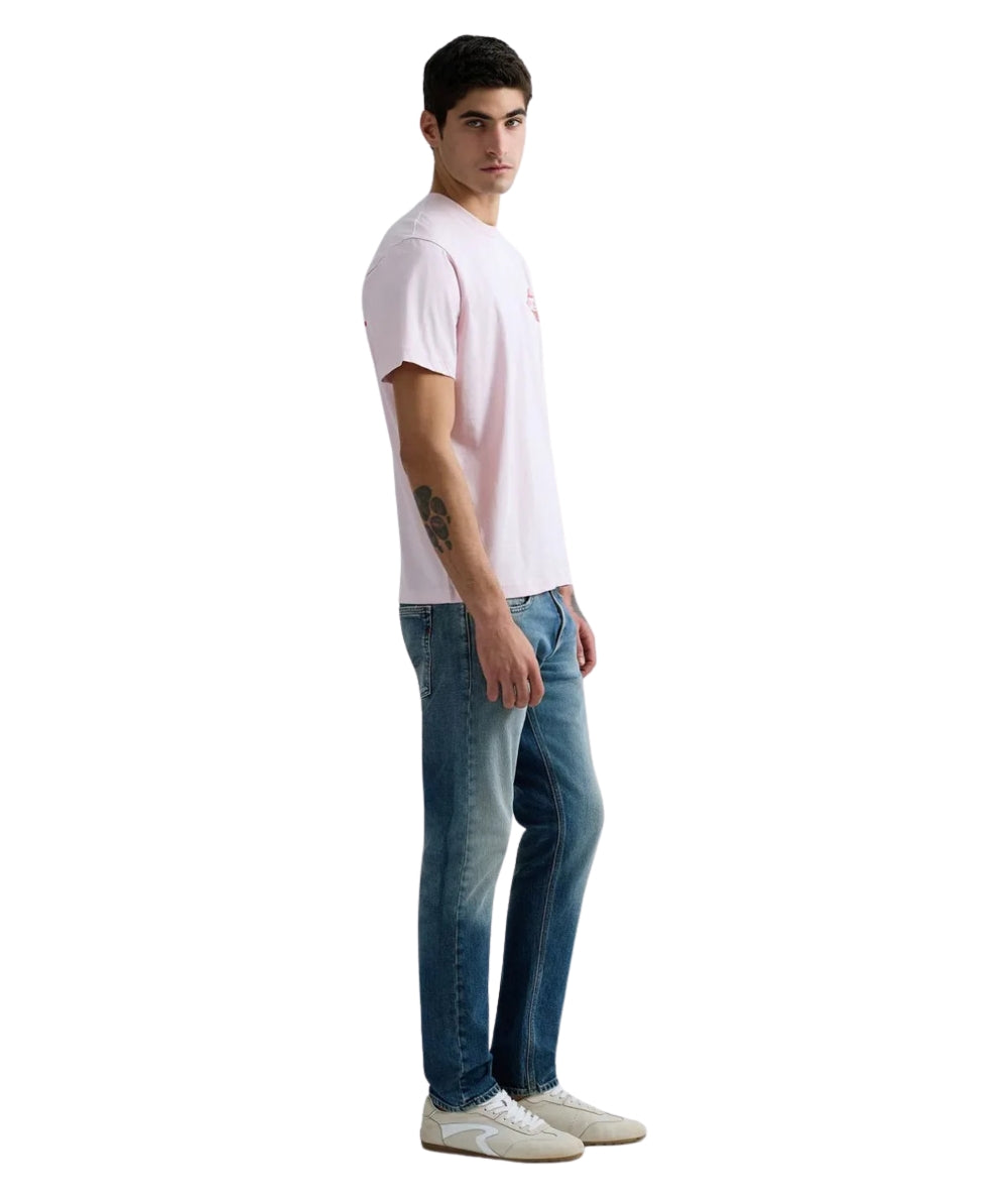 Replay T-shirt in Jersey con Girocollo e Stampa M3344.000.2660 Rosa