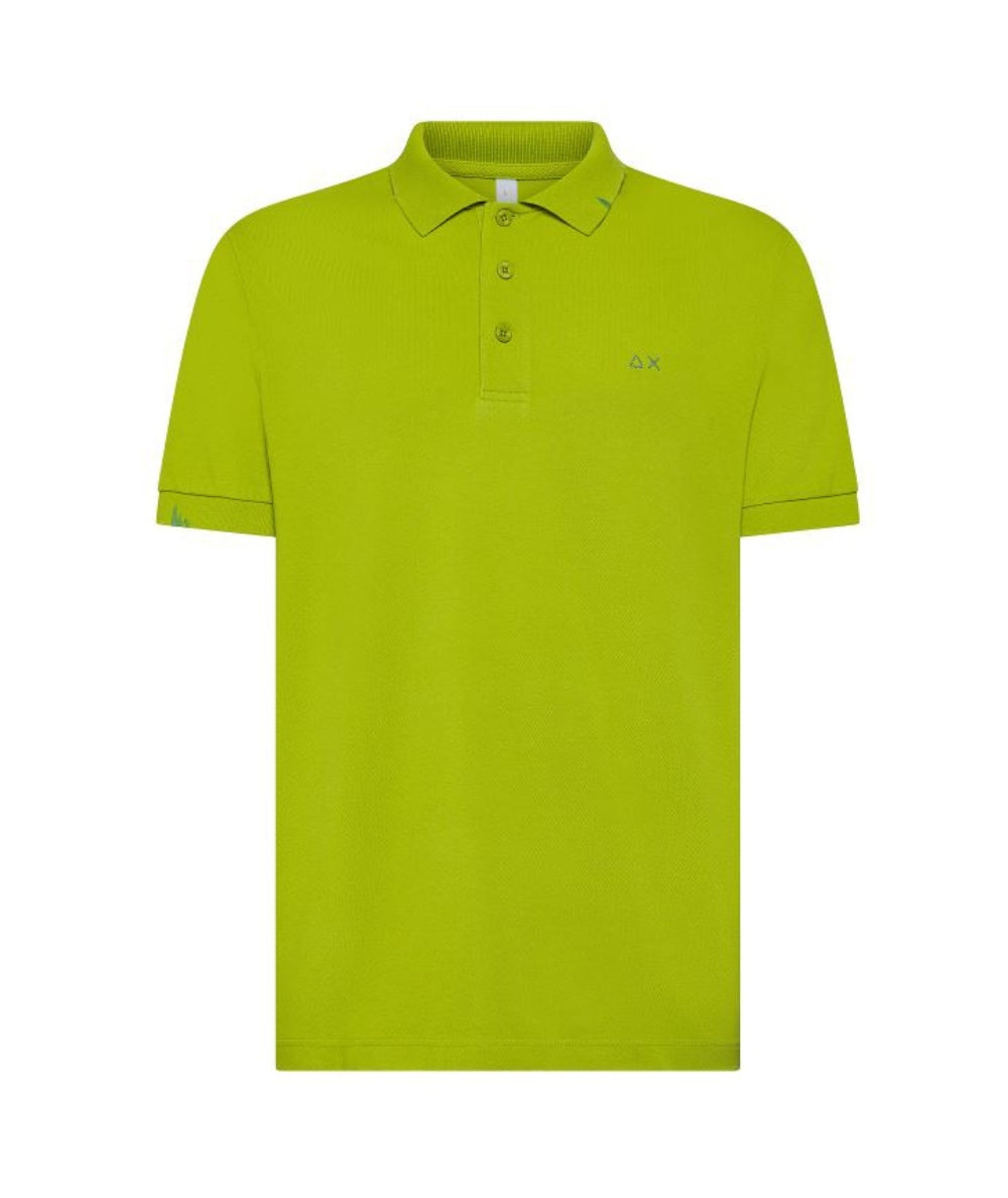 SUN68 Polo Vintage con Logo a Contrasto A35101 Verde Oliva
