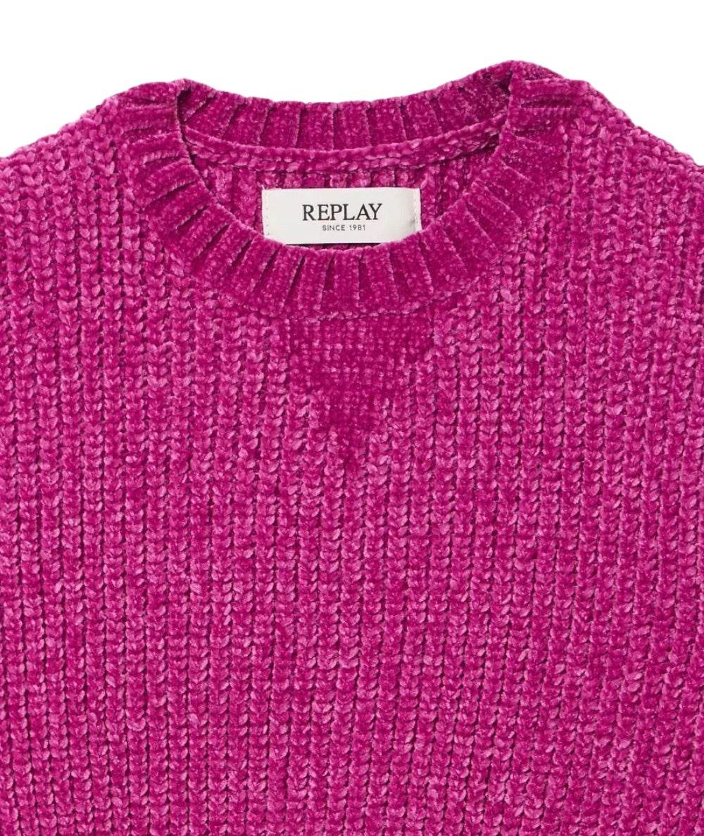 REPLAY & SONS Maglione in Ciniglia SG93AE.051.724AA Rosa Ciclamino