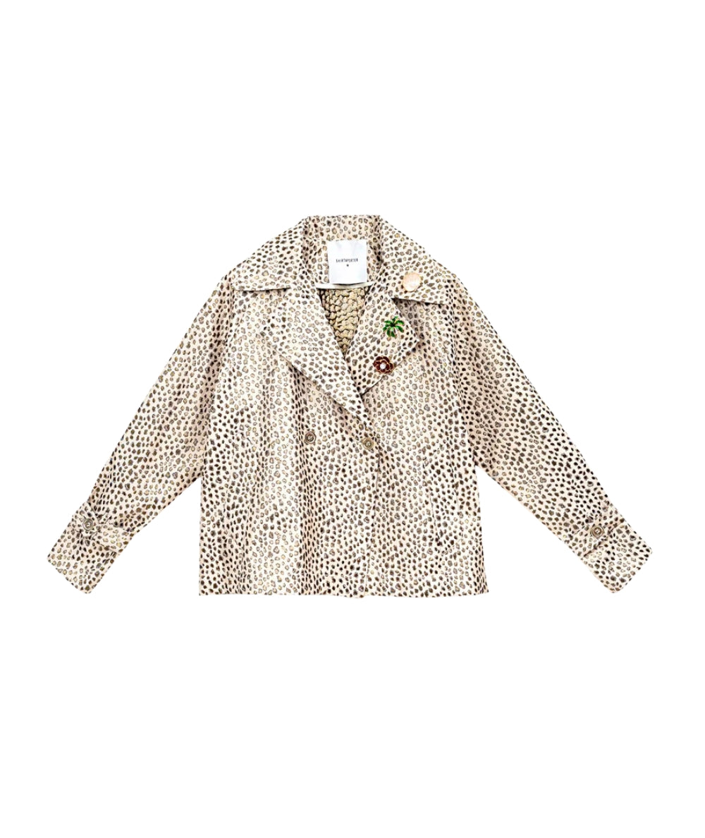Shirtaporter Trench Corto con Tasche Jacquard JA4041 Beige