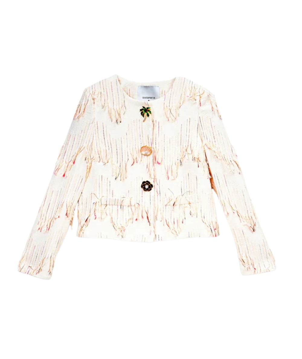 Shirtaporter Giacca in Misto Cotone Cropped JA4039 Bianco Panna