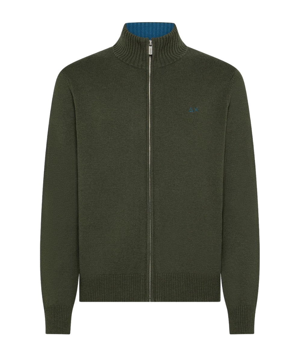 Sun68 Cardigan Full Zip K45114 Verde Militare Scuro